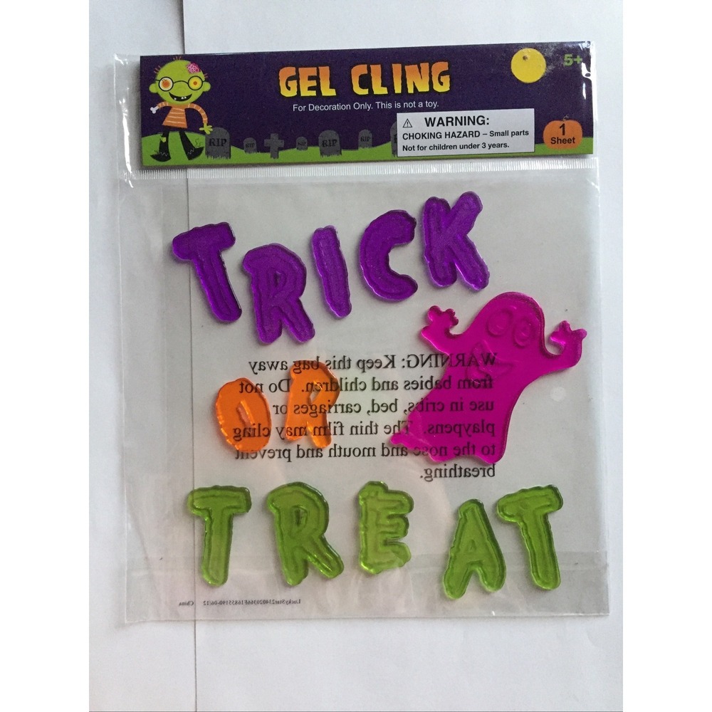 NEW HALLOWEEN TRICK OR TREAT 13 pc Window Gel Clings Stickers Decor Ghost Creepy